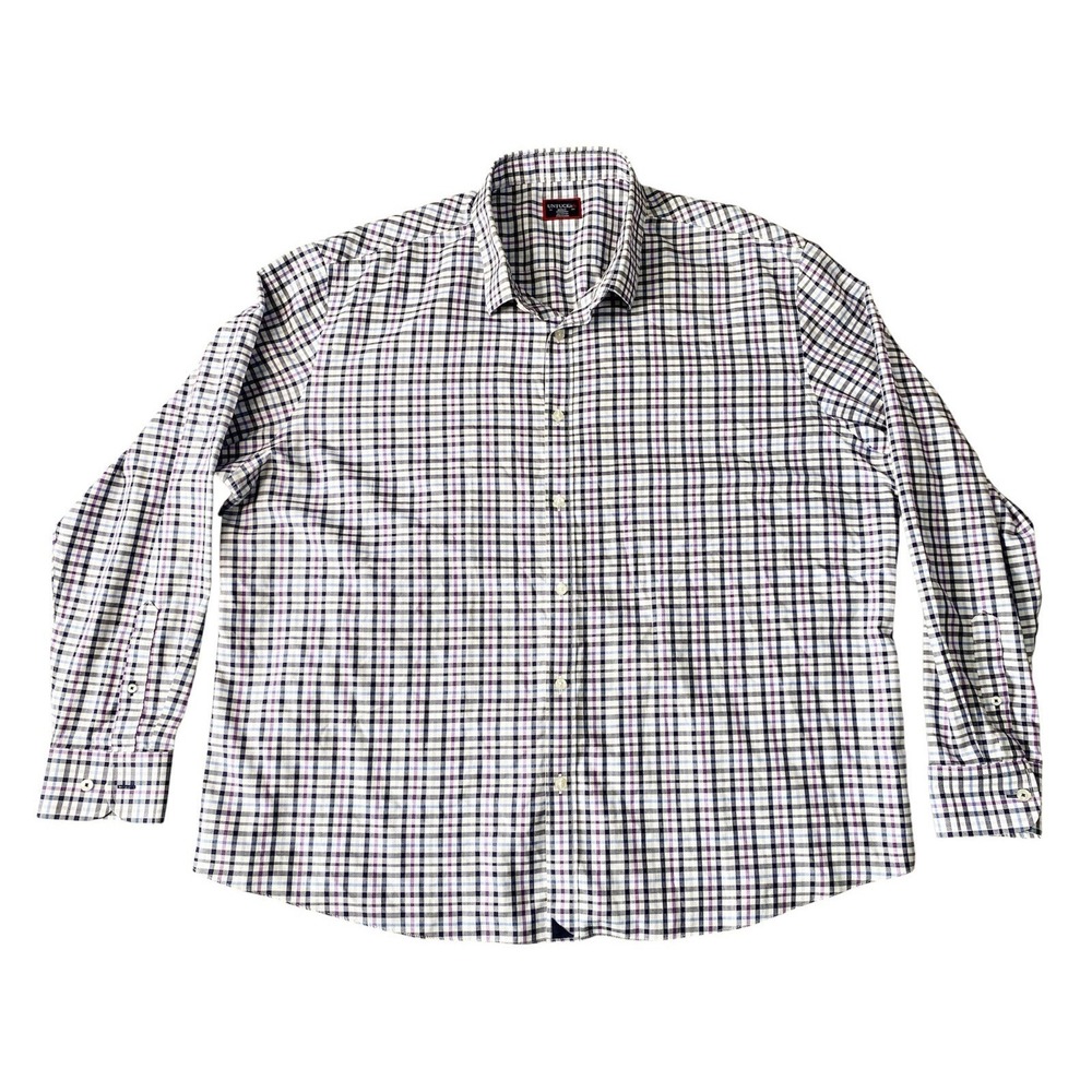Untuckit Shirt Mens 3XL Blue/ Purple Plaid Long Sleeve Button Up Wrinkle Free